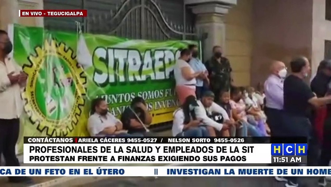 Personal de salud y de la SIT protesta frente a la Secretaría de Finanzas por pagos atrasados