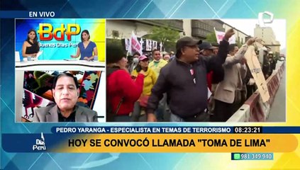 Pedro Yaranga sobre “La Toma de Lima”: “No es una marcha de voluntarios, son portátiles y extremistas”