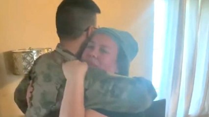 Soldier Surprises Blindfolded Mom On Her Birthday