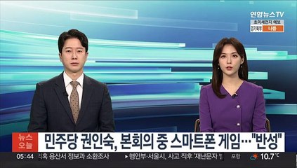 민주당 권인숙, 국회 본회의 중 스마트폰 게임…"반성한다"