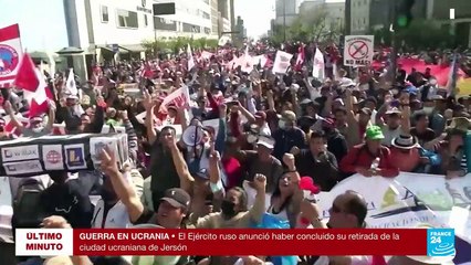 Represión policial durante las manifestaciones en apoyo al presidente peruano Pedro Castillo