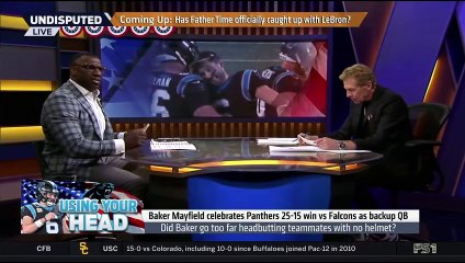 Skip and Shannon STRONG REACT Baker Mayfield celebrates Panthers 25-15 win vs Falcons as backup QB