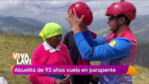 Mujer de 93 años cumple su sueño de volar en parapente