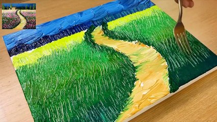 melukis pemandangan mudah