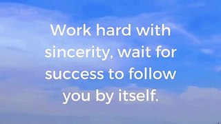 Work hard with sincerity, wait for success to follow you by itself