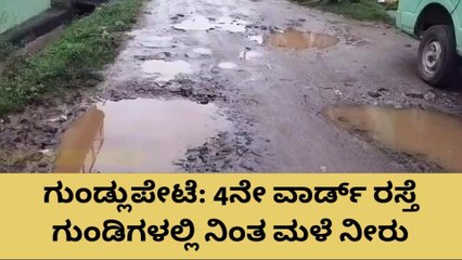 ಗುಂಡ್ಲುಪೇಟೆ: 4ನೇ ವಾರ್ಡ್‌ ರಸ್ತೆ ಗುಂಡಿಗಳಲ್ಲಿ ನಿಂತ ಮಳೆ ನೀರು