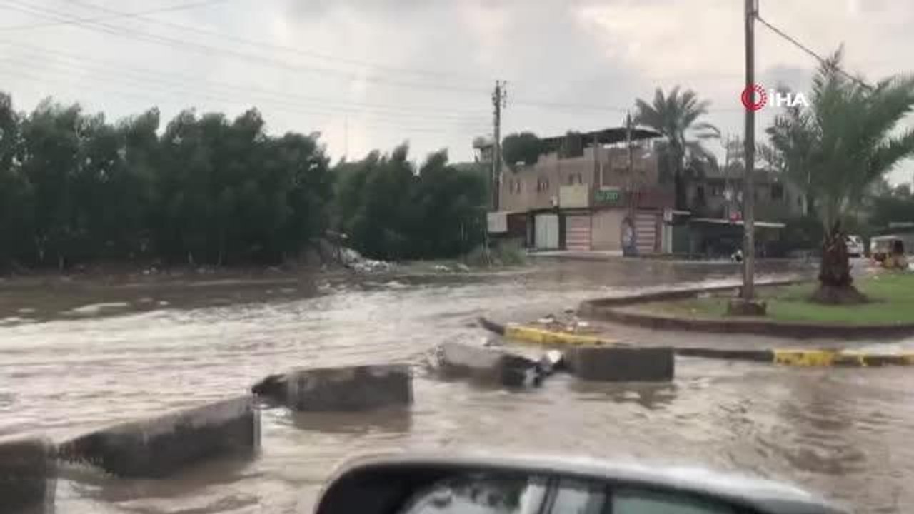 Bağdat'ta şiddetli yağış: cadde ve sokaklar suyla dolduDicle ve Fırat Nehri'nde su seviyesi yükseldi