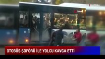 Otobüs şoförü ile yolcunun 'durakta durmadın' kavgası kamerada!