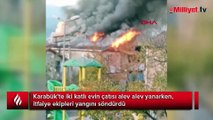 Karabük'te iki katlı evin çatısı yandı