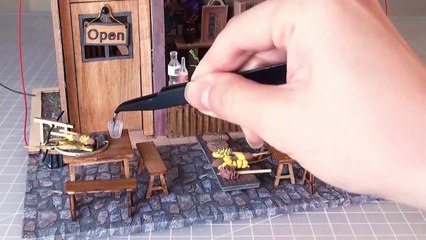 Chinese-style antique BBQ house miniature home