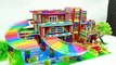 #Build Super Fun Double Water Slide With Summer Swimming Pool And Red Glass Elevator