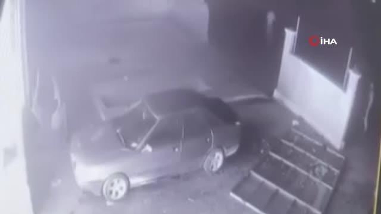 Konya'da patlayan LPG tankının iş yeri kapısını yerinden söktüğü anlar kameraya yansıdı