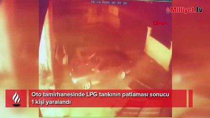 Tamirhanedeki otomobilin LPG tankı bomba gibi patladı