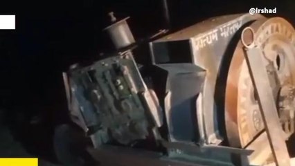 हमीरपुर: तेज रफ्तार यात्रियों से भरी प्राइवेट बस खड़े ट्रैक्टर से टकराई, दो हुए घायल