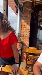 Chicken Chases Woman At Restaurant