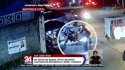 66-anyos na babae, patay matapos salpukin ng motorsiklo; rider, tumakas | 24 Oras Weekend