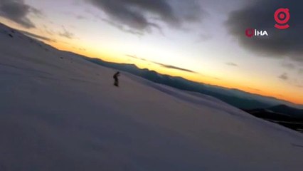 Bülbülan Yaylası'nda snowboard keyfi