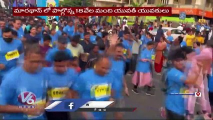 Thousands Take Part In Vizag Navy Marathon At RK Beach | V6 News