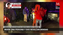 Muere una persona y 2 resultan heridas tras accidente carretero en Veracruz