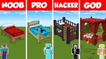 Minecraft TNT BED HOUSE BUILD CHALLENGE - NOOB vs PRO vs HACKER vs GOD _ Animation