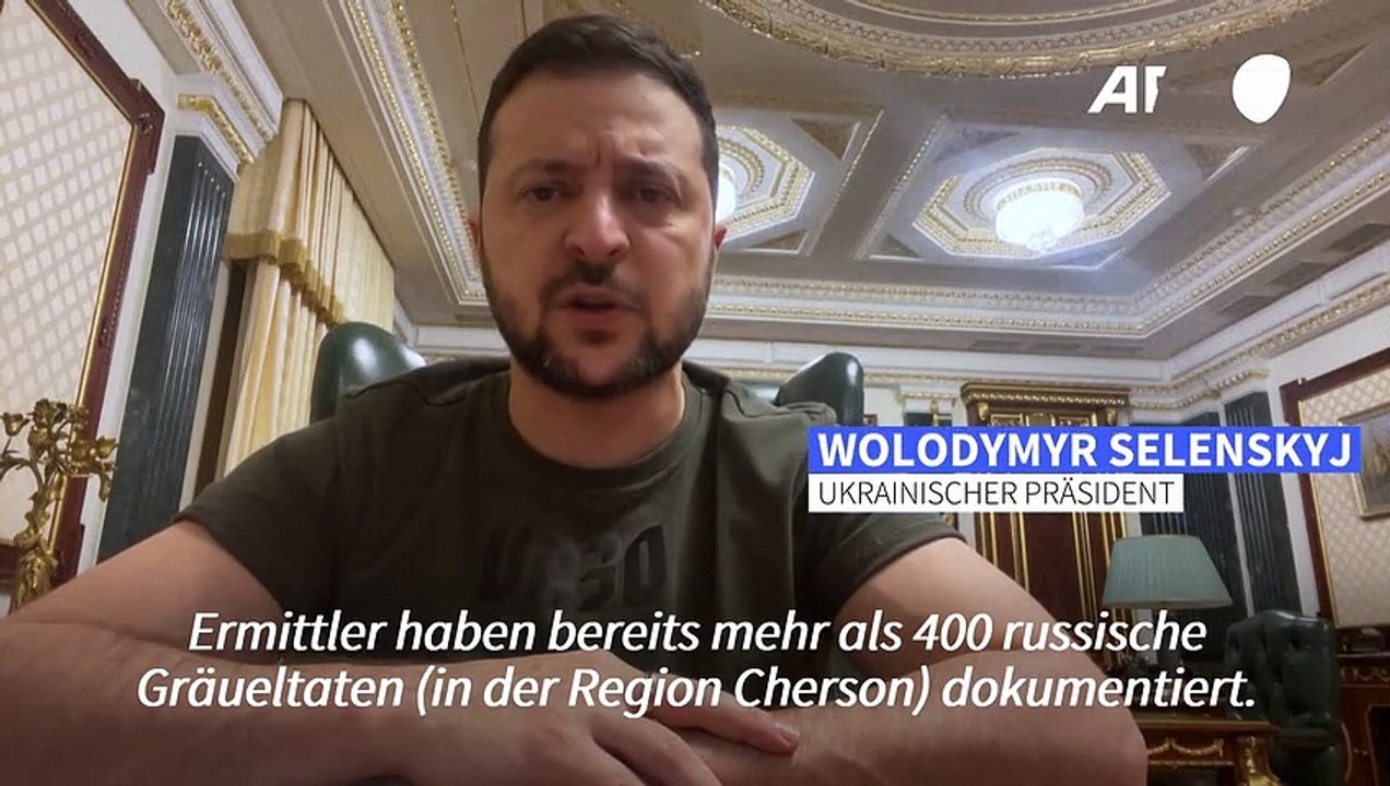 Selenskyj berichtet von russischen 'Gräueltaten' in Cherson