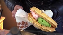 Waffle with Ice Cream - Korean Street Food