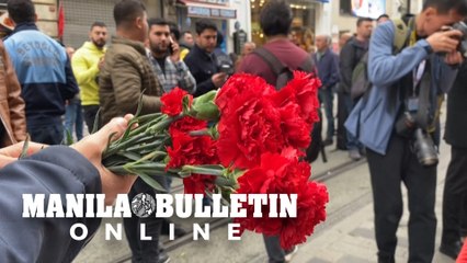 Flowers lain for the victims of deadly Istanbul bombing