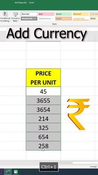 How to add currency in MS Excel | MS Excel for advance users | Learn computer