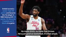Rivers and Maxey celebrate Embiid's astonishing 59-point game
