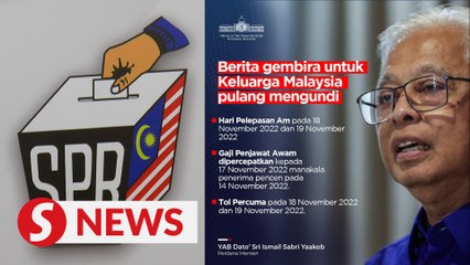 GE15: PM declares Nov 18, 19 public holidays, no toll for two days
