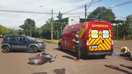 Mulher quebra a perna ao se envolver em acidente de trânsito no Bairro Neva