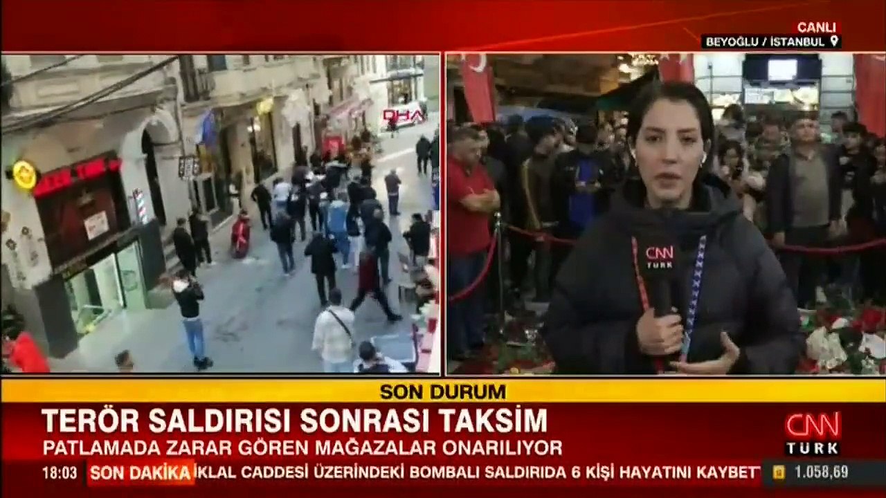 Terör saldırısı sonrası Taksim! İstiklal Caddesi'nde vefat edenler için karanfiller bırakıldı