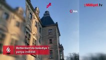Rotterdam'da belediye binasına Türk bayrağı asılarak yarıya indirildi