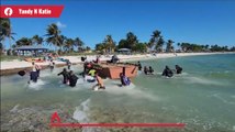 Balseros cubanos llegan a Sombrero Beach