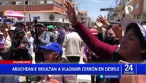 Vladimir Cerron: Abuchean a vocero de Perú Libre durante desfile en Huancayo