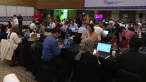 Basın mensupları Bali'deki G20 Liderler Zirvesi'ni kendileri için oluşturulan 