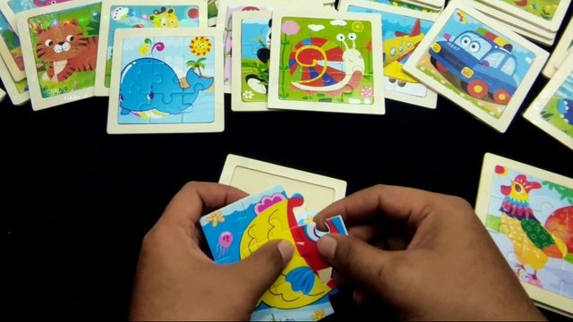 Play & Learn to Arrange Picture Puzzle Fish, ducks, chickens, elephants, pandas, tigers, giraffes, snails, bees, etc.