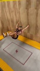 Girl Falls to the Ground Trying a Pull Over on a Trampwall