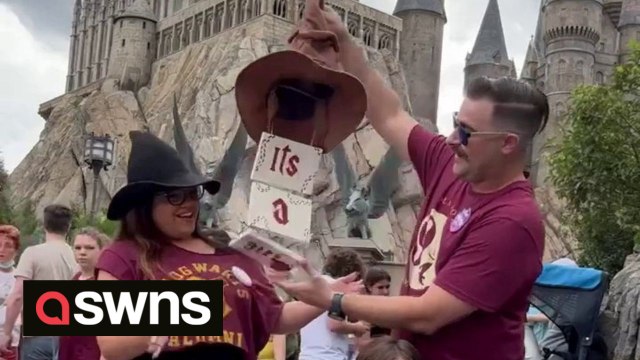 Potterhead parents reveal the gender of their baby in Sorting Hat themed stunt at Universal Studios