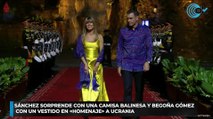 Sánchez sorprende con una camisa balinesa y Begoña Gómez con un vestido en «homenaje» a Ucrania