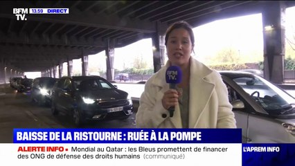 Importante file d'attente dans cette station de la région parisienne à la veille de la fin de la ristourne de 30 centimes sur l'essence
