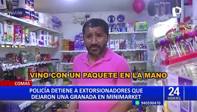 Comas: Policía Nacional detiene a extorsionadores que dejaron una granada de guerra en minimarket