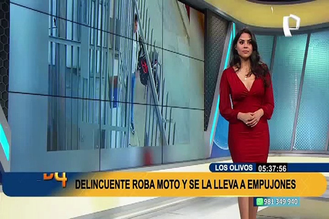 Los Olivos: delincuente roba moto a empujones y a plena luz del día