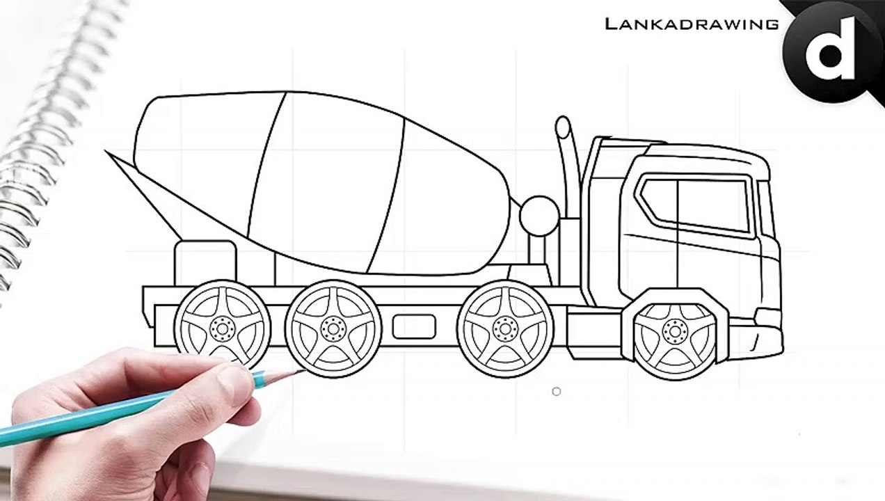 how to draw a cool and easy mixer truck