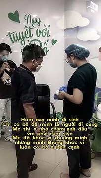 Người cha một mình đưa con gái đi sinh, túc trực suốt đêm chăm cháu