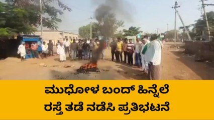 ಬಾಗಲಕೋಟೆ:ಮುಧೋಳ್ ಬಂದ್ ಗೆ ಭಾರಿ ಬೆಂಬಲ-ಟೈರ್&#039;ಗೆ ಬೆಂಕಿ ಹಚ್ಚಿ ಆಕ್ರೋಶ