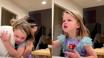 Sweet & calm girl forgives mom for eating all her Halloween candy