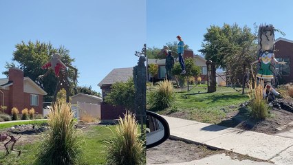 NEXT-LEVEL 'Stranger Things' Halloween decor outside house in Utah