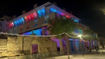 Prueba de la nueva iluminación de la fachada del Ayuntamiento de Córdoba, paralizada