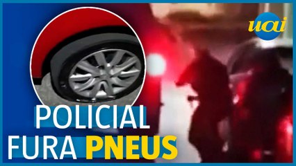 Policial é filmado furando pneus de carros em Betim